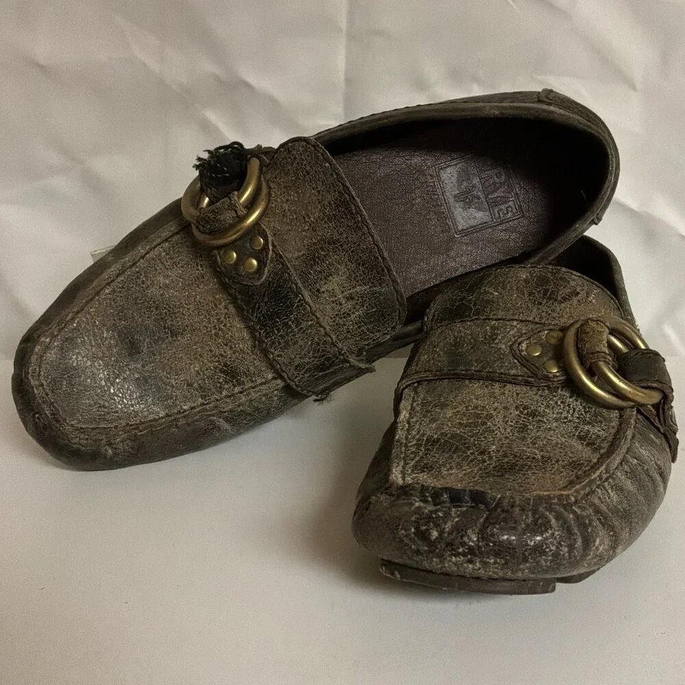 FRYE LEATHER SULLIVAN RINGS DRIVING MOCCASINS SIZE 7.5 MENS